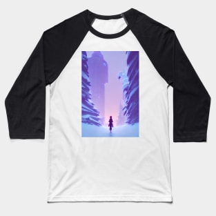 Anime Girl Night Snowy Christmas Landscape Baseball T-Shirt